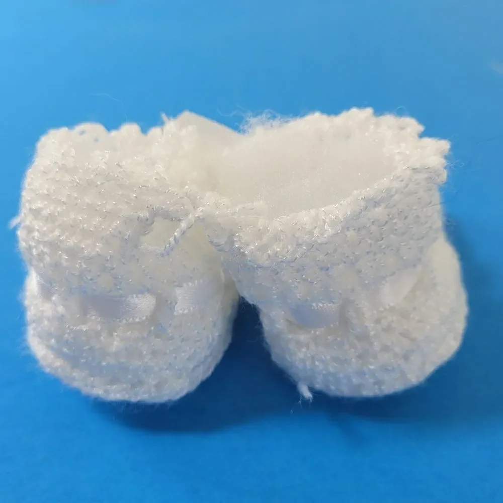Handmade Crochet Baby Booties Shoes White Newborn Infant Soft Knit Shower Gift